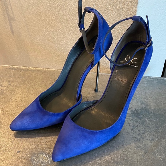 Monika Chiang Blue Suede Ankle Strap D’Orsay Pump - Picture 3 of 15